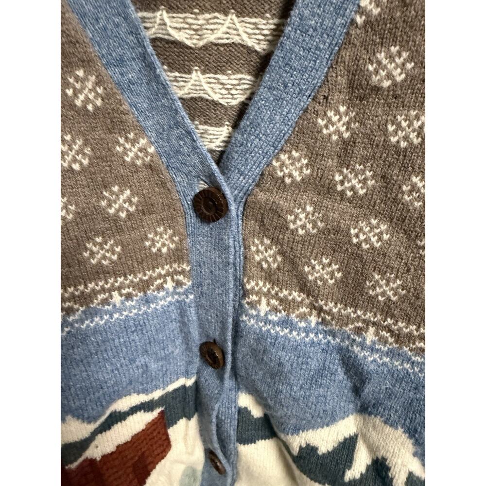Woolrich Cardigan Sweater Small Knit Wool Winter Snow Cabin Christmas SP Hole - Picture 3 of 7